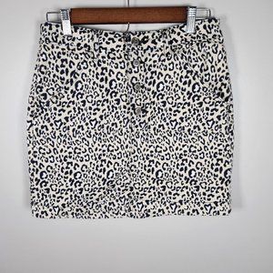 Hollister Skirt Womens 7 Leopard Animal Print Denim Jean Mini Skirt 28 Waist Y2K